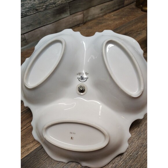 Pirken Hammer Original Porcelain Serving Dish Divided Candy Plate Handled Floral - Picture 4 of 6